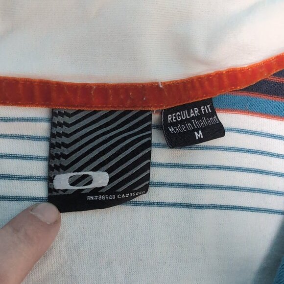 Vintage Oakley Striped Polo T Shirt Made in Thailand Size Men Medium - Picture 3 of 6